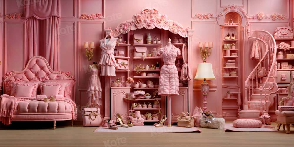 Kate Pink Cloakroom Backdrop Princess Room Designed by GQ - Kate Backdrop AU