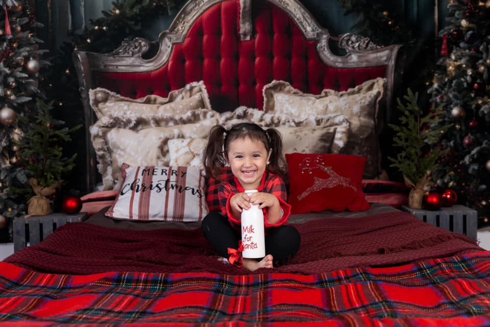 Kate Christmas Red Headboard Green Wall Tree Backdrop Designed by Emetselch - Kate Backdrop AU