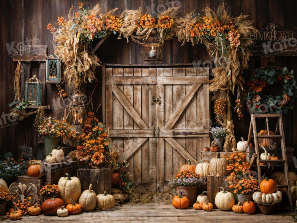 Kate Autumn Barn Pumpkin Backdrop Designed by Emetselch - Kate Backdrop AU