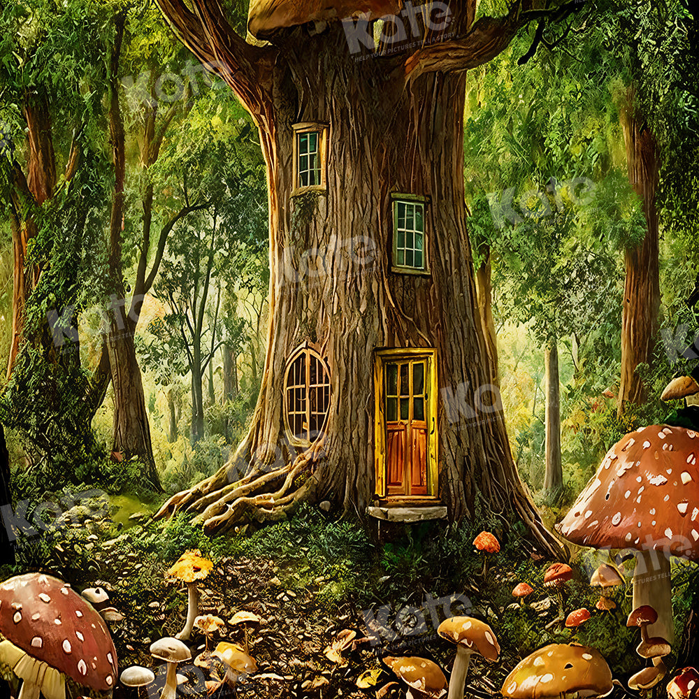 Kate Treehouse Forest Mushroom Backdrop for Photography - Kate Backdrop AU