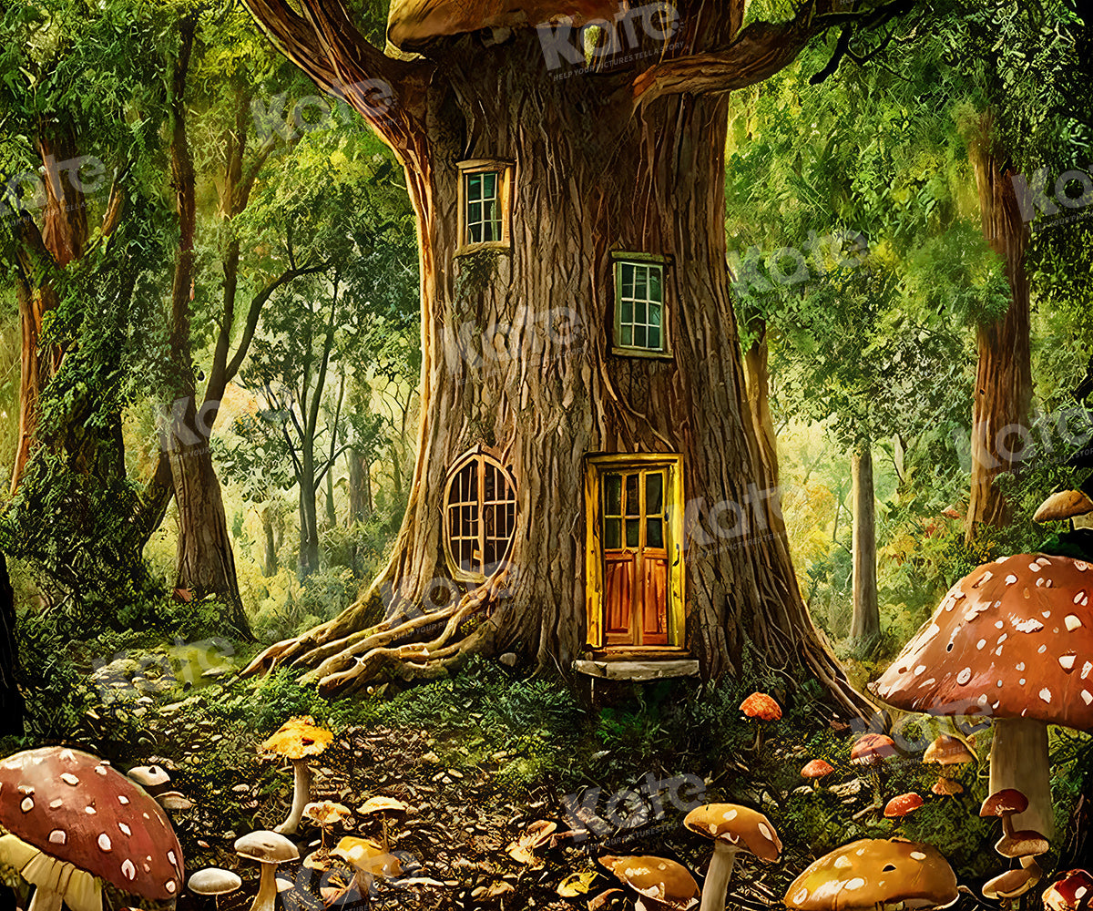 Kate Treehouse Forest Mushroom Backdrop for Photography - Kate Backdrop AU
