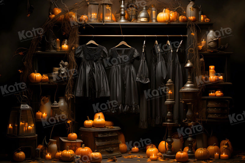Kate Halloween Costume Pumpkin Backdrop for Photography - Kate Backdrop AU