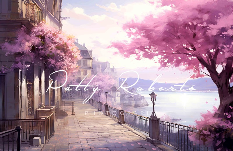 Kate Spring Blossoming Street Backdrop Designed by Patty Robertss - Kate Backdrop AU