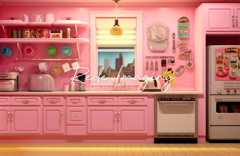 Kate Pink Doll Kitchen Backdrop Designed by Lidia Redekopp