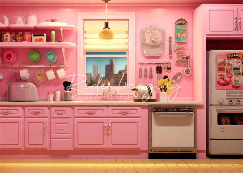 Kate Pink Doll Kitchen Backdrop Designed by Lidia Redekopp