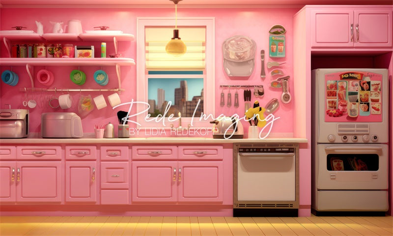 Kate Pink Doll Kitchen Backdrop Designed by Lidia Redekopp