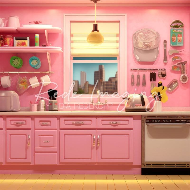Kate Pink Doll Kitchen Backdrop Designed by Lidia Redekopp