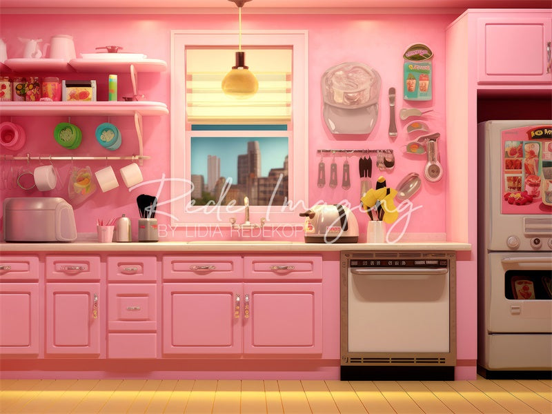 Kate Pink Doll Kitchen Backdrop Designed by Lidia Redekopp