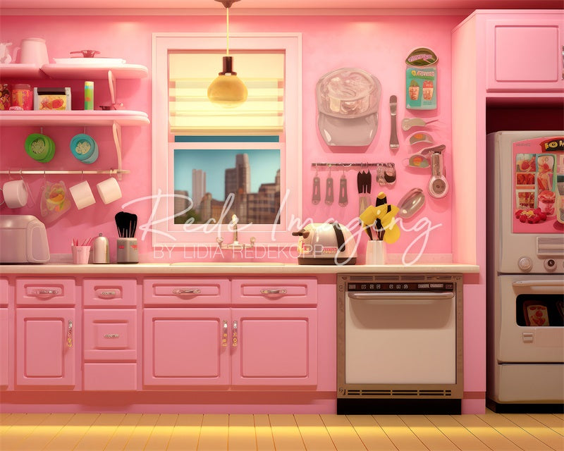 Kate Pink Doll Kitchen Backdrop Designed by Lidia Redekopp