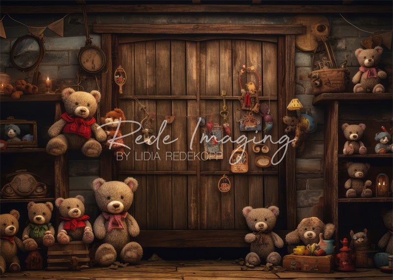 Kate Wooden Door Teddy Bear Backdrop Designed by Lidia Redekopp - Kate Backdrop AU