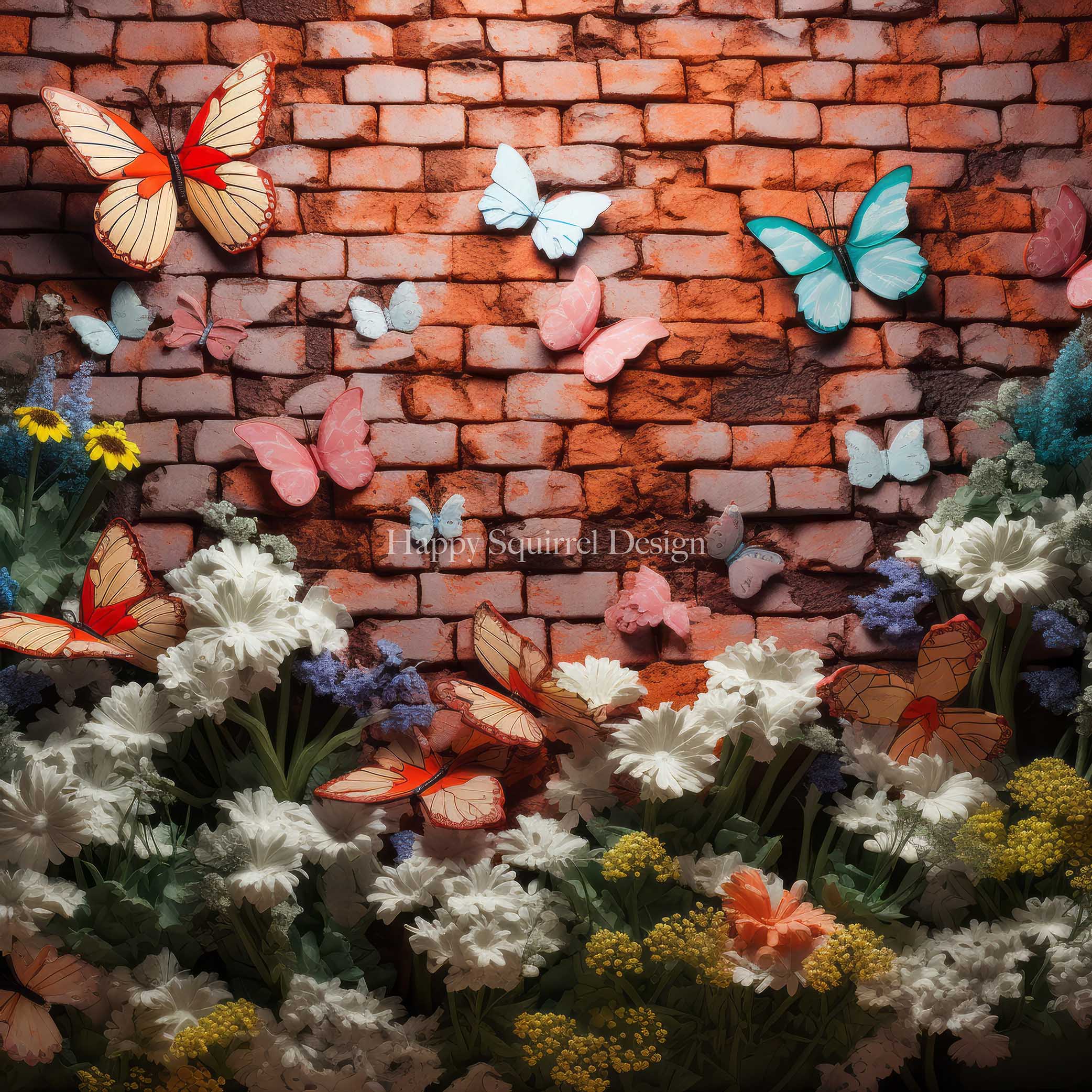 Kate Brick Garden Wall Backdrop Designed by Happy Squirrel Design - Kate Backdrop AU