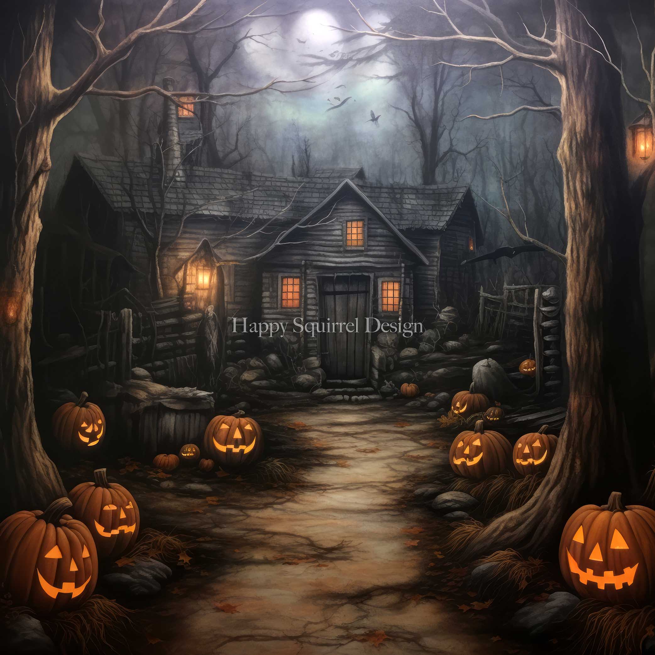 Kate House in the Woods Backdrop Designed by Happy Squirrel Design - Kate Backdrop AU