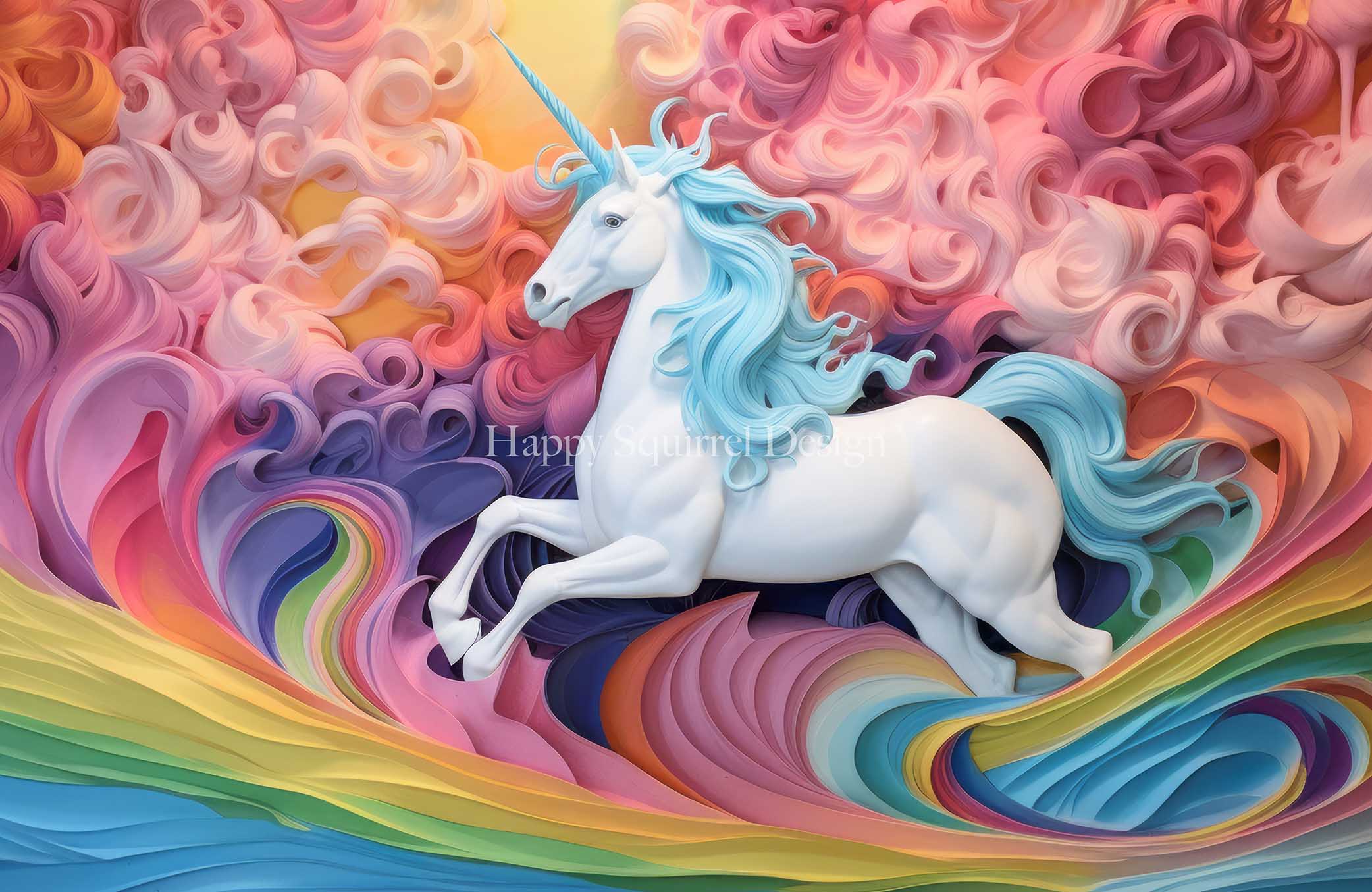 Kate Unicorn Waves Backdrop Designed by Happy Squirrel Design - Kate Backdrop AU
