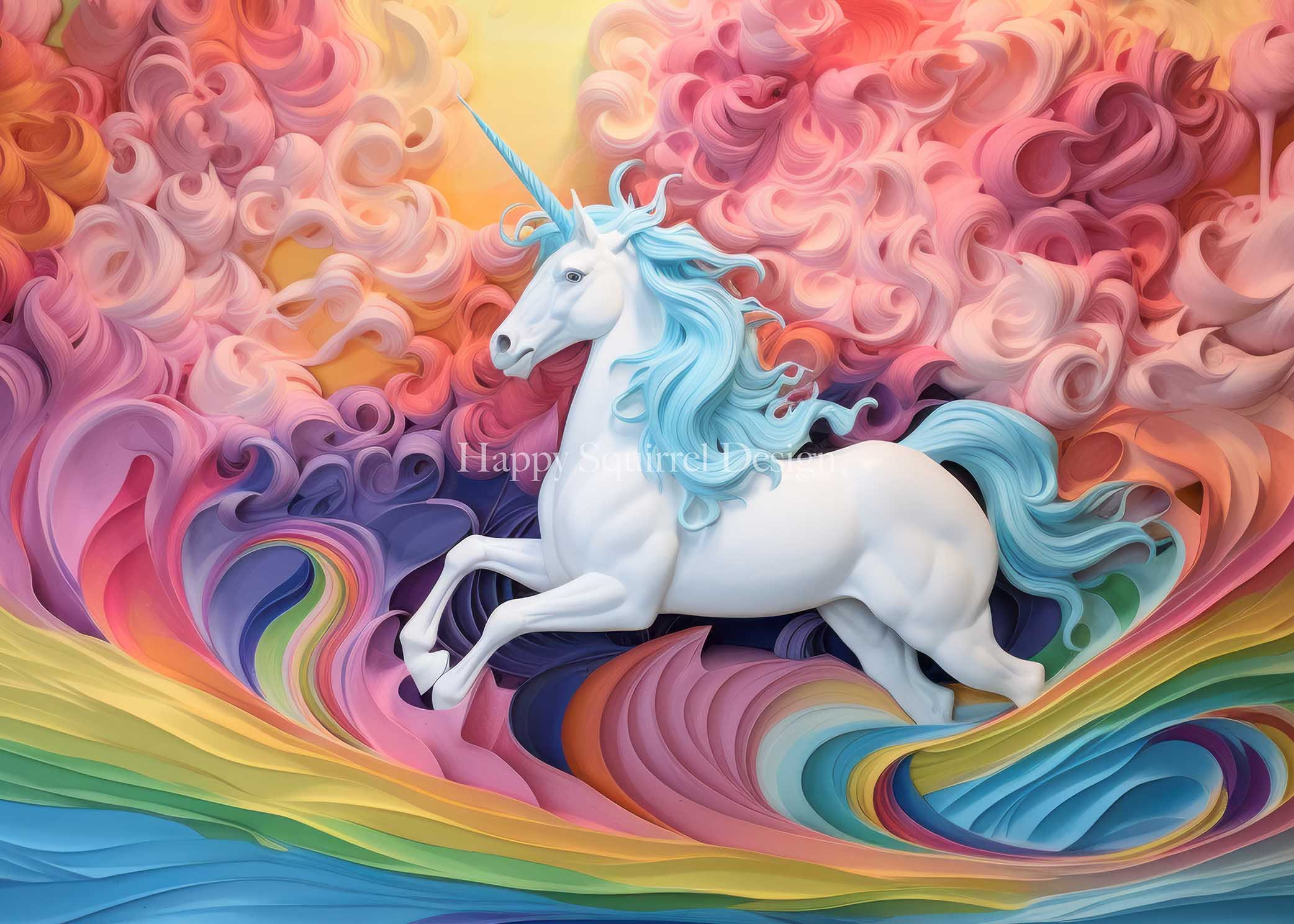 Kate Unicorn Waves Backdrop Designed by Happy Squirrel Design - Kate Backdrop AU