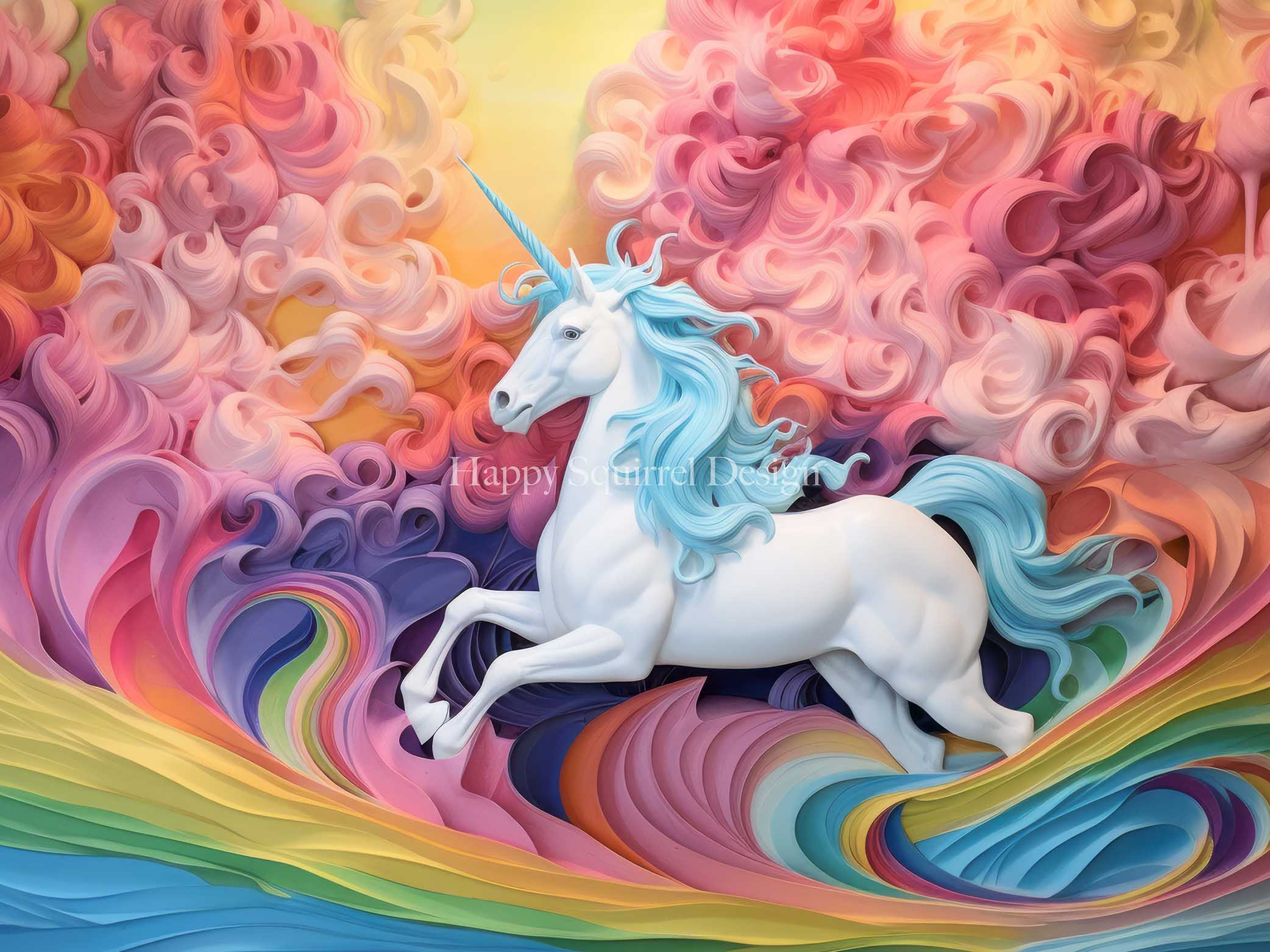 Kate Unicorn Waves Backdrop Designed by Happy Squirrel Design - Kate Backdrop AU