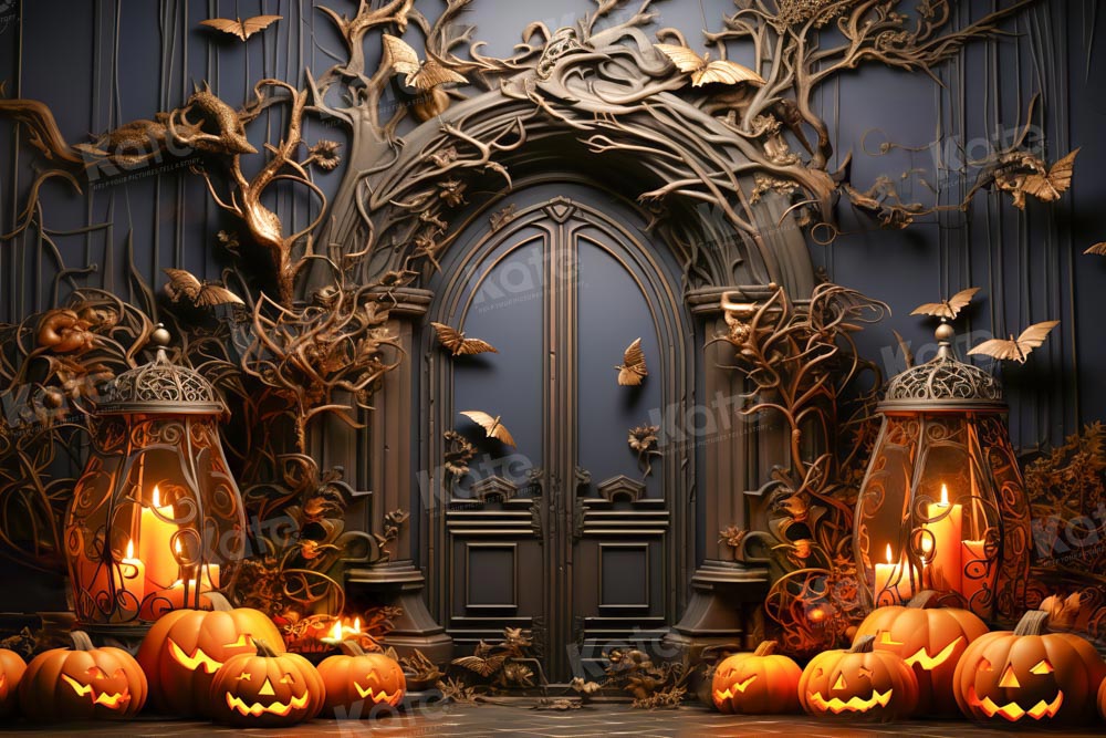 Kate Halloween Backdrop Spooky Pumpkin Black Door Designed by Emetselch