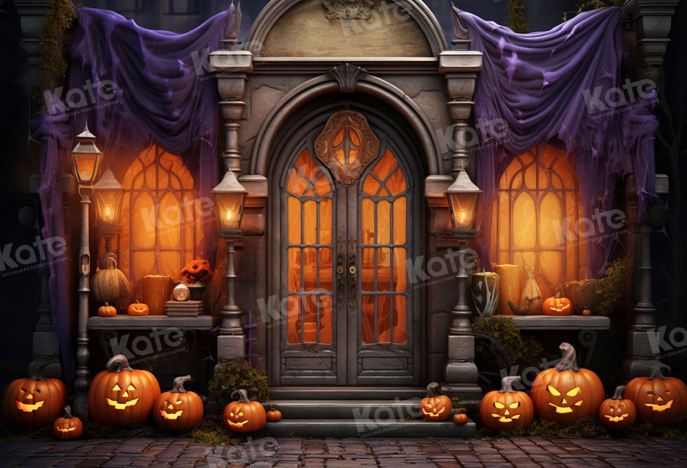 Kate Purple Halloween Pumpkin Backdrop Designed by Emetselch