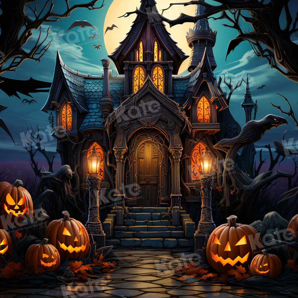 Kate Halloween Moon Night Castle Backdrop Designed by Emetselch
