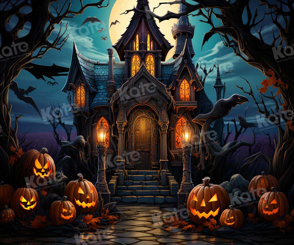 Kate Halloween Moon Night Castle Backdrop Designed by Emetselch