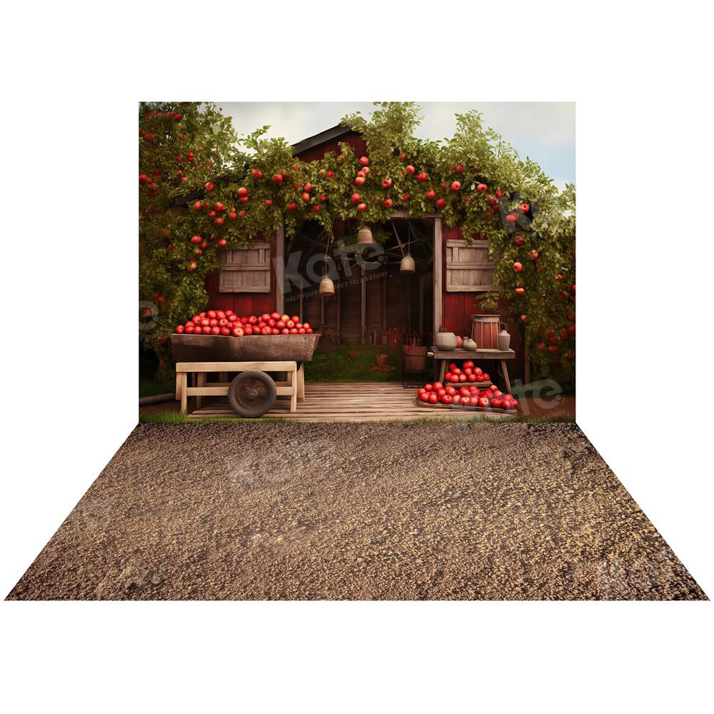 Kate Autumn/Fall Apple Farm Backdrop+Soil Floor Backdrop for Photography