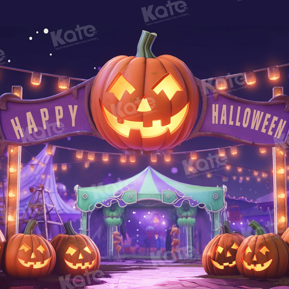 Kate Purple Pumpkin Halloween Backdrop Designed by Emetselch