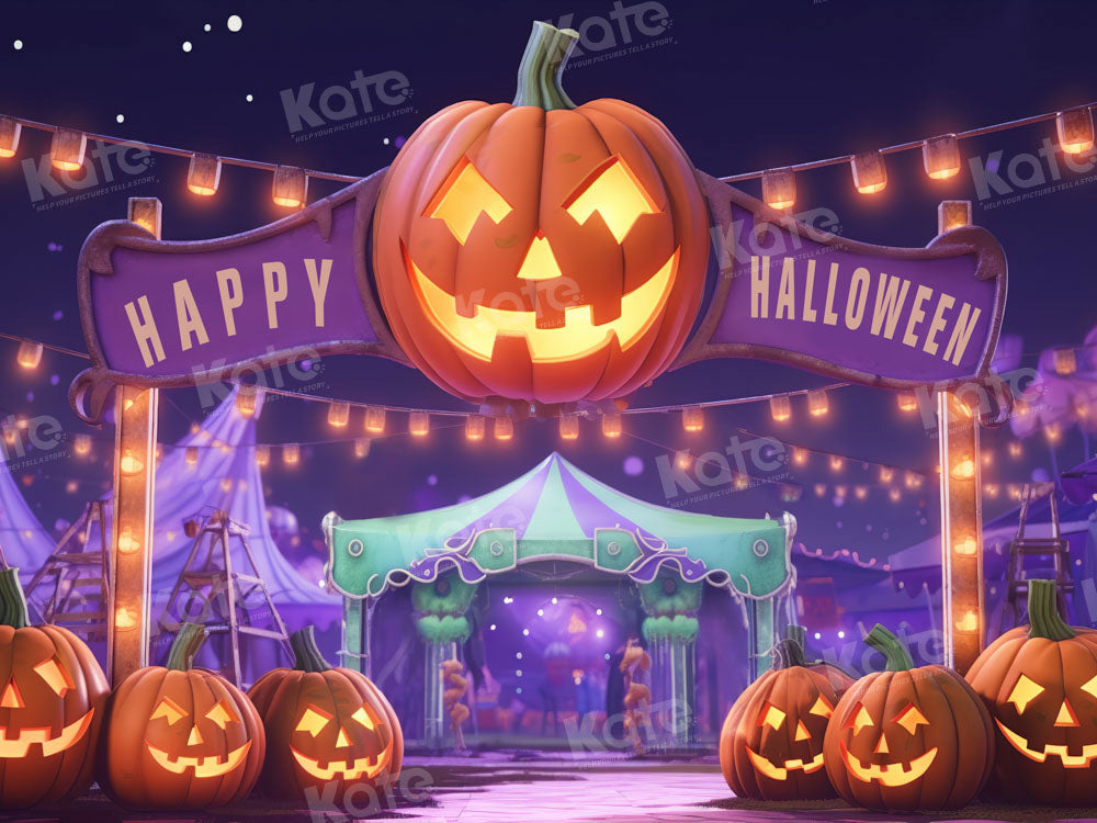 Kate Purple Pumpkin Halloween Backdrop Designed by Emetselch