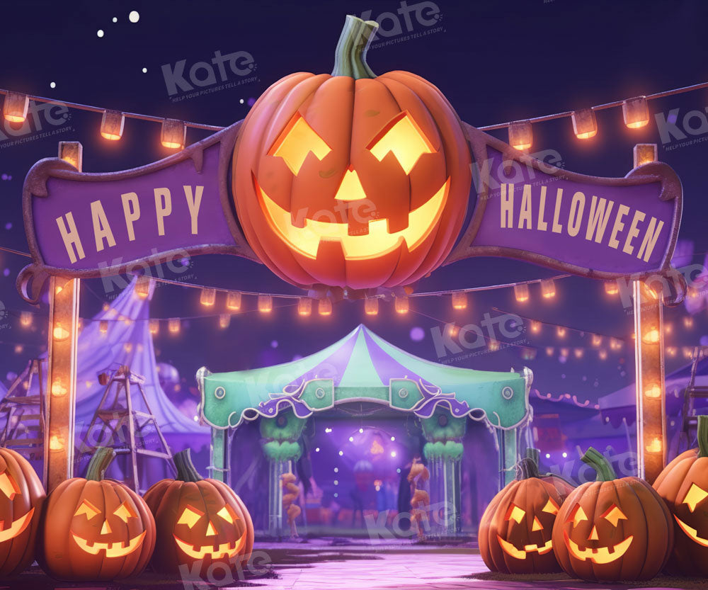 Kate Purple Pumpkin Halloween Backdrop Designed by Emetselch