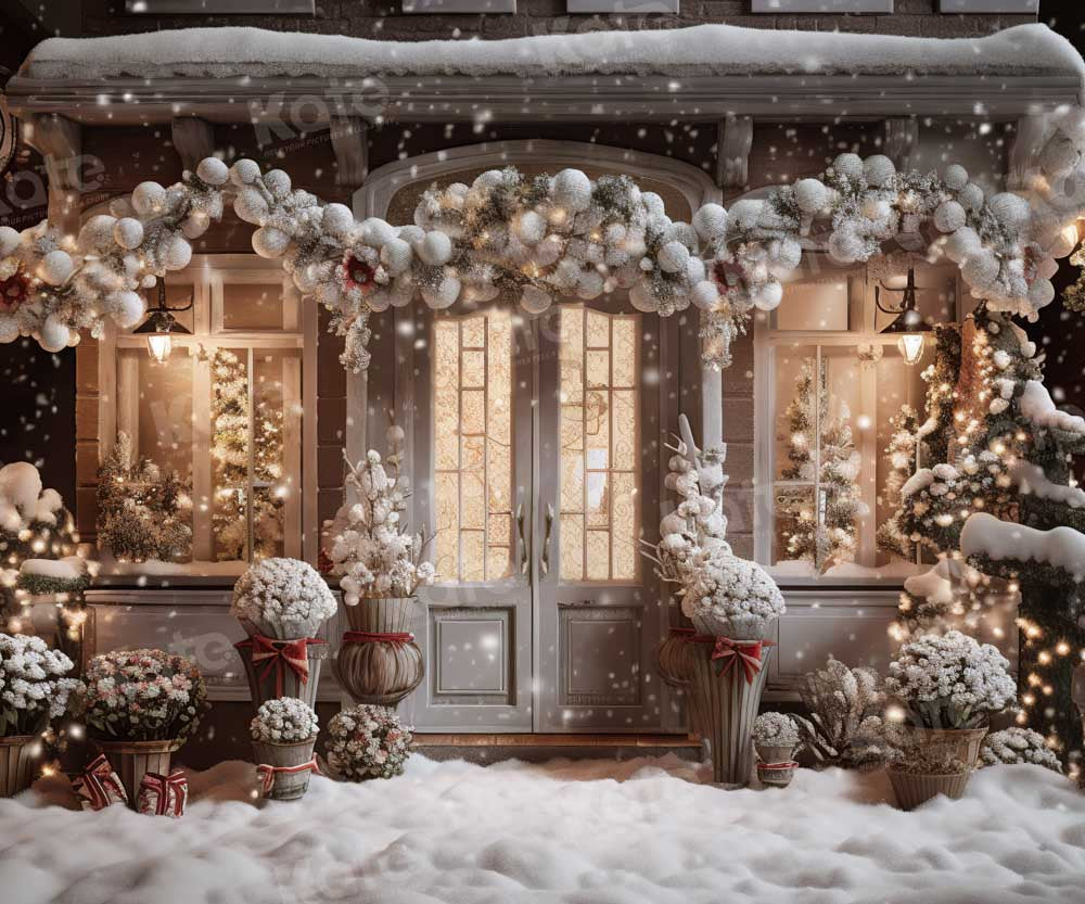 Kate Winter Christmas House Snow Light Backdrop Designed by Emetselch - Kate Backdrop AU