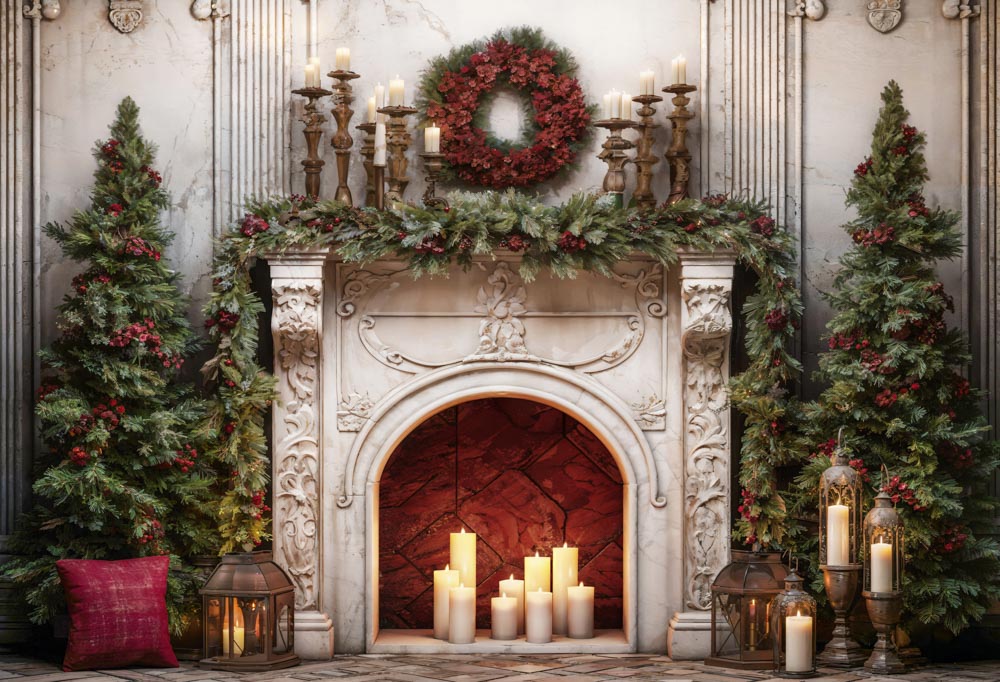 Kate Christmas Retro Fireplace Backdrop Designed by Emetselch - Kate Backdrop AU