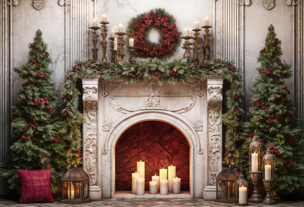 Kate Christmas Retro Fireplace Backdrop Designed by Emetselch