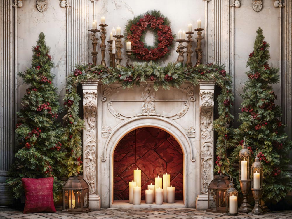 Kate Christmas Retro Fireplace Backdrop Designed by Emetselch - Kate Backdrop AU