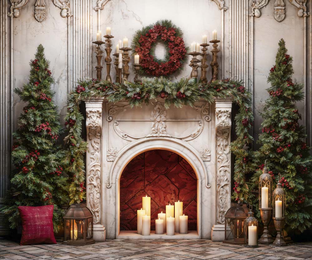 Kate Christmas Retro Fireplace Backdrop Designed by Emetselch - Kate Backdrop AU