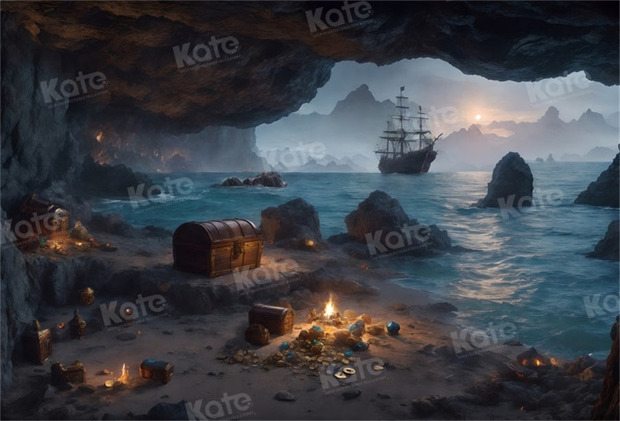 Kate Pirate Treasure Cave Sea Backdrop for Photography
