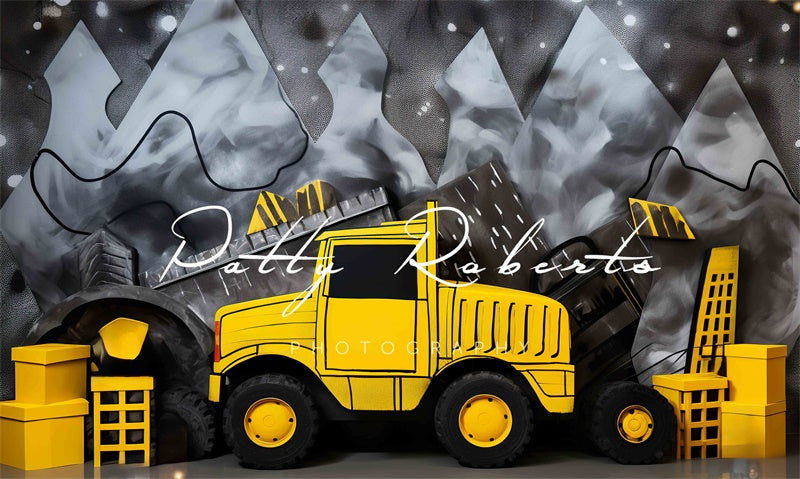 Kate Yellow Truck Smash Cake Backdrop Designed by Patty Robertss - Kate Backdrop AU