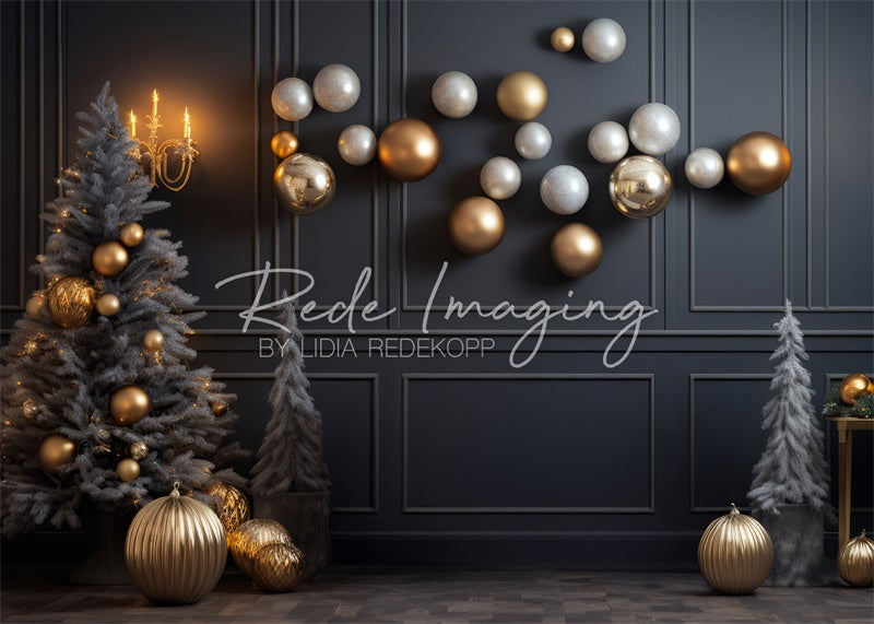 Kate Modern Gold & Gray Christmas Backdrop Designed by Lidia Redekopp