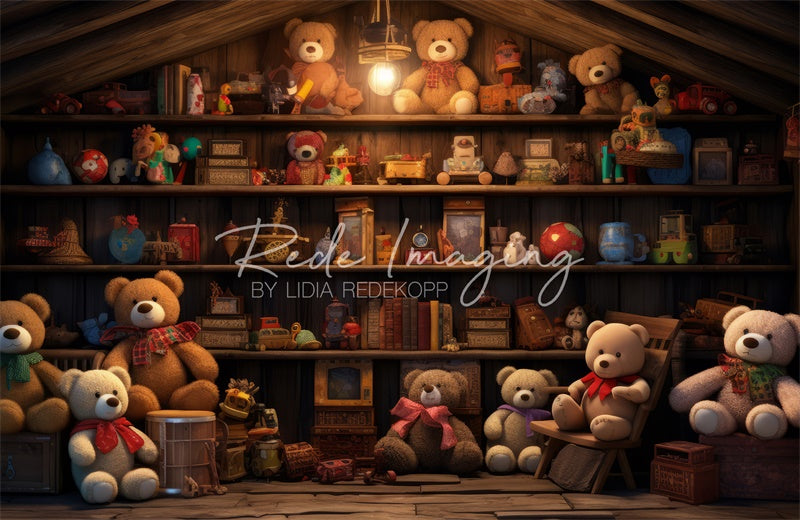 Kate Teddy Bear Attic Backdrop Designed by Lidia Redekopp - Kate Backdrop AU