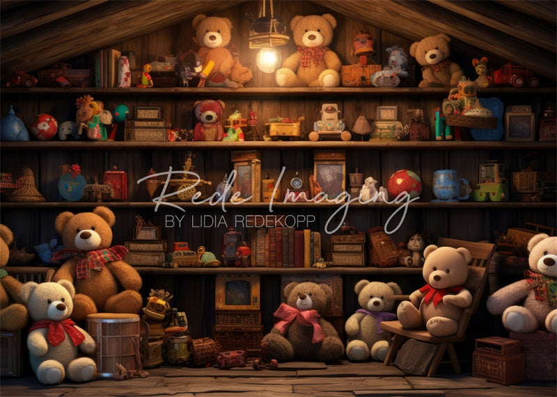 Kate Teddy Bear Attic Backdrop Designed by Lidia Redekopp - Kate Backdrop AU