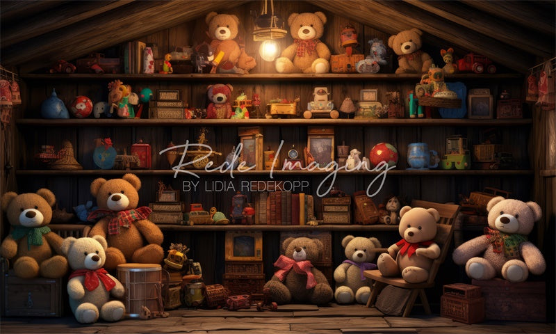 Kate Teddy Bear Attic Backdrop Designed by Lidia Redekopp - Kate Backdrop AU