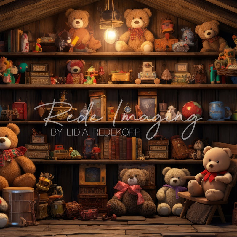 Kate Teddy Bear Attic Backdrop Designed by Lidia Redekopp - Kate Backdrop AU