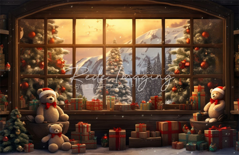 Kate Teddy Christmas Cabin Backdrop Designed by Lidia Redekopp - Kate Backdrop AU