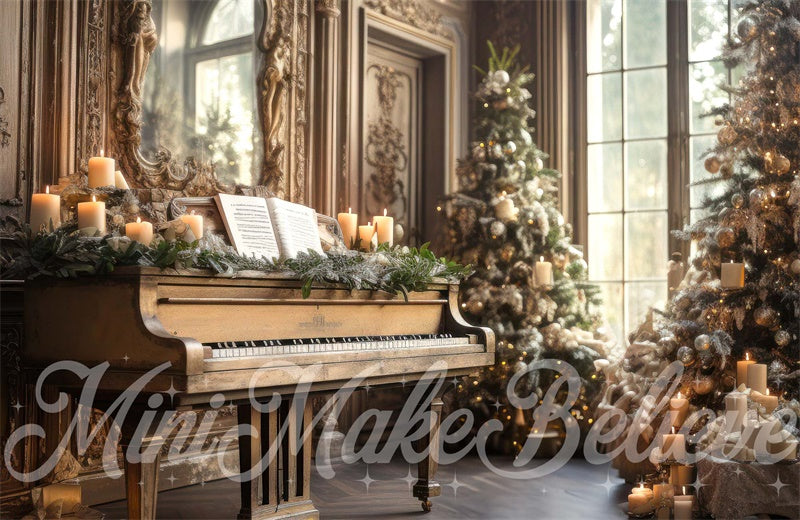 Kate Christmas Tree Backdrop Winter Piano Music Room Designed by Mini MakeBelieve - Kate Backdrop AU