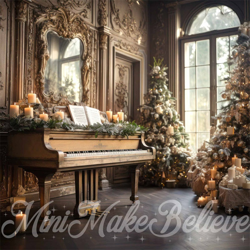 Kate Christmas Tree Backdrop Winter Piano Music Room Designed by Mini MakeBelieve - Kate Backdrop AU