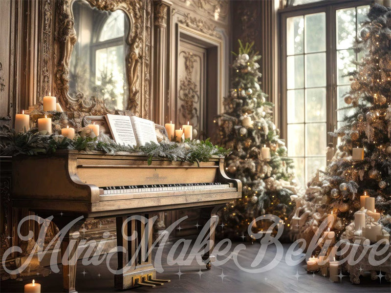 Kate Christmas Tree Backdrop Winter Piano Music Room Designed by Mini MakeBelieve