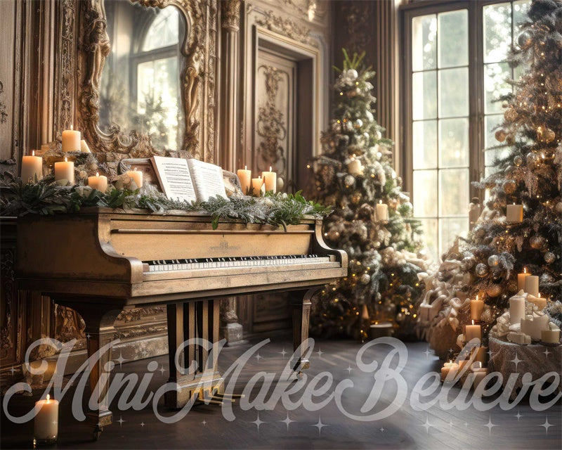 Kate Christmas Tree Backdrop Winter Piano Music Room Designed by Mini MakeBelieve - Kate Backdrop AU