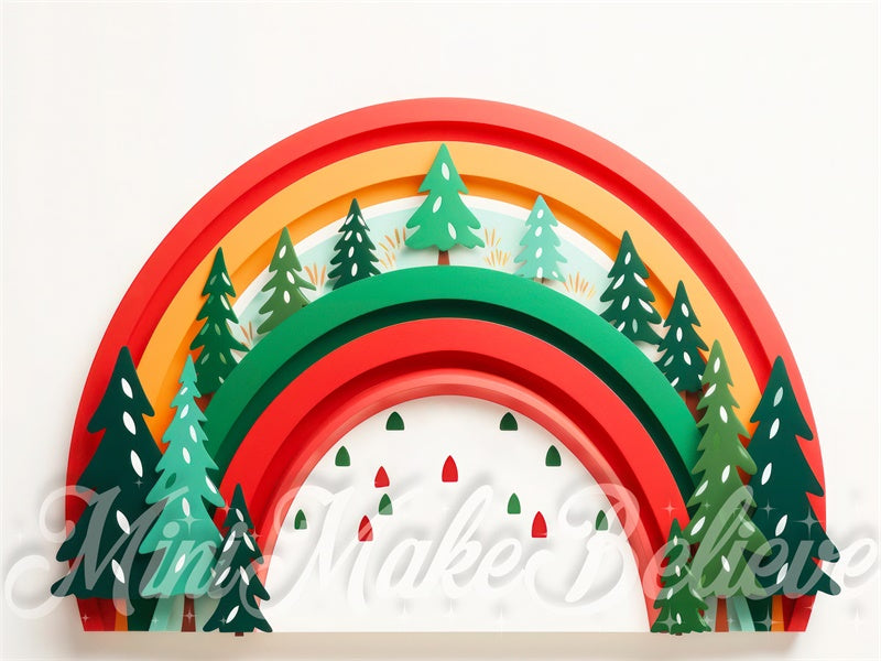 Kate Rainbow Christmas Trees Backdrop Winter Cake Smash Birthday Designed by Mini MakeBelieve