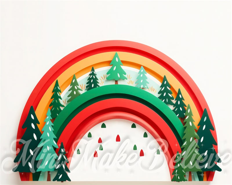 Kate Rainbow Christmas Trees Backdrop Winter Cake Smash Birthday Designed by Mini MakeBelieve