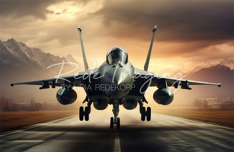 Kate Sunset Fighter Jet Backdrop Designed by Lidia Redekopp - Kate Backdrop AU