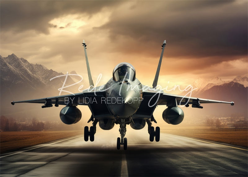 Kate Sunset Fighter Jet Backdrop Designed by Lidia Redekopp - Kate Backdrop AU