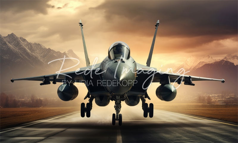 Kate Sunset Fighter Jet Backdrop Designed by Lidia Redekopp - Kate Backdrop AU