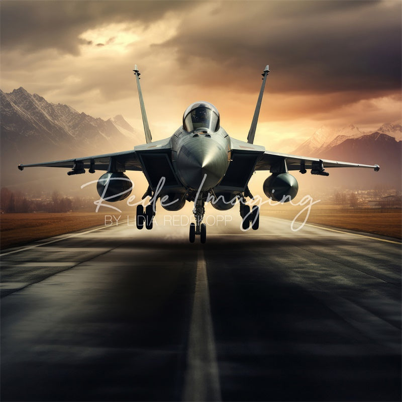 Kate Sunset Fighter Jet Backdrop Designed by Lidia Redekopp - Kate Backdrop AU